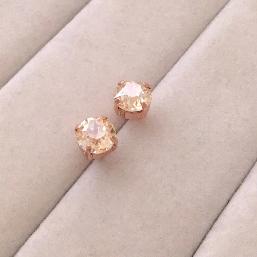 Champagne Topaz + Rose Gold Crystal Earrings